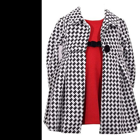 Houndstooth Coat Over Red Dress | Bonnie Baby