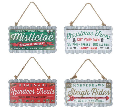 One Tin Vintage Christmas Sign Ornament