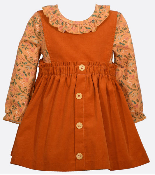 Orange Corduroy Convertible Jumper Dress to Skirt | Bonnie Jean