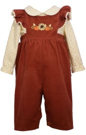 Corduroy Pinafore Romper and Long Sleeve Shirt | Bonnie Jean
