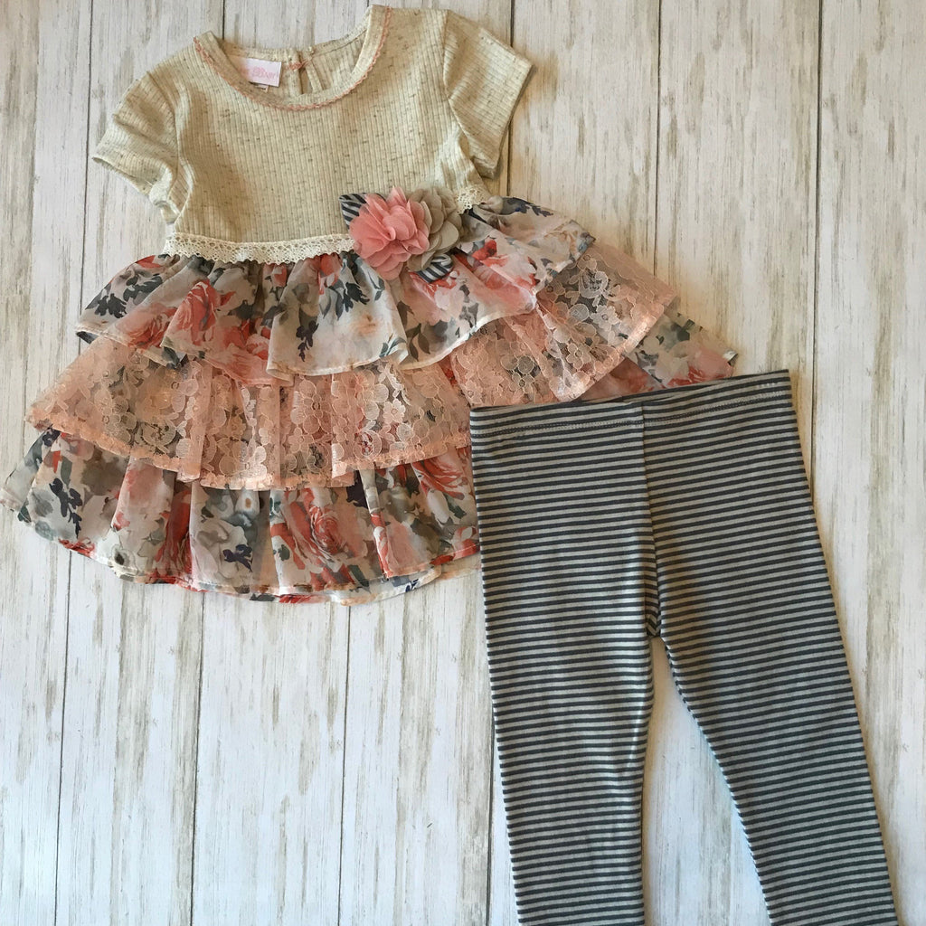 Peach Floral Layered Set | Bonnie Baby