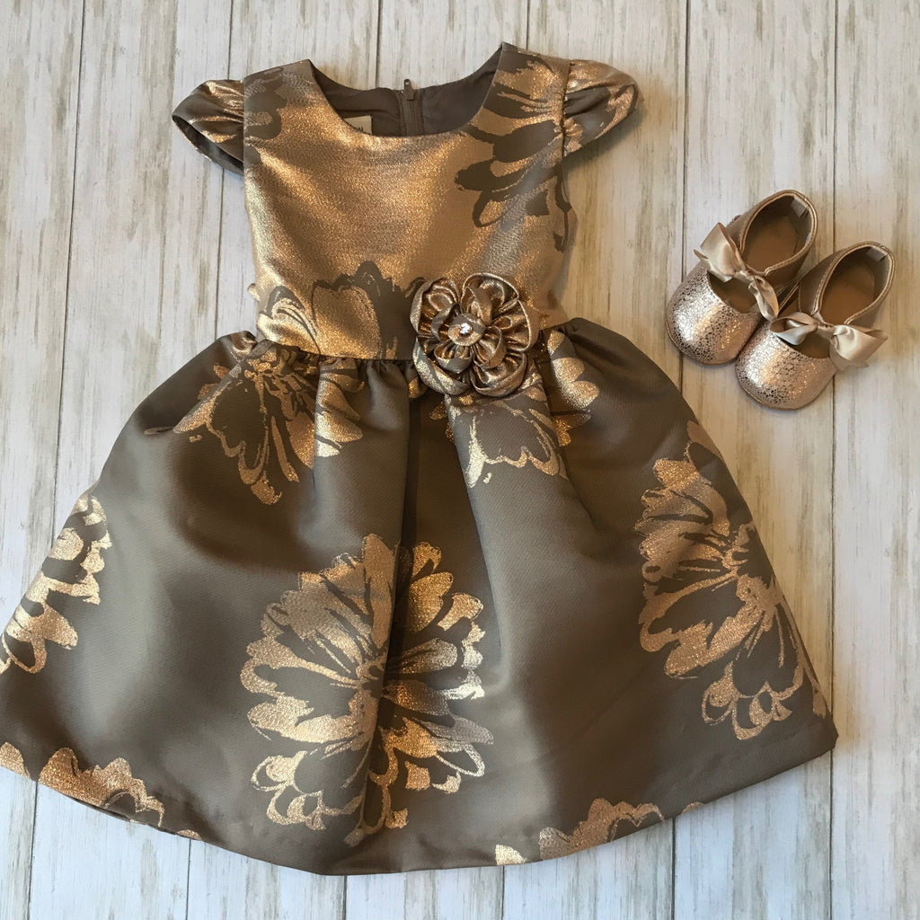Cap Sleeve Metallic Satin Dress