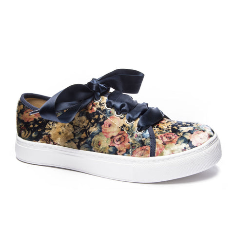 Velvet Floral Sneaker with Ribbon Laces | Dirty Laundry Josi