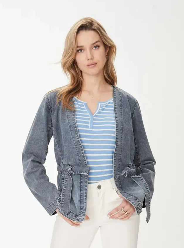 Denim Kimono Belted Jacket