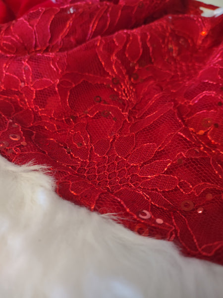 Lace and Sequin Tunic with Fur Trim and Stretch Velvet Pants | Bonnie Baby