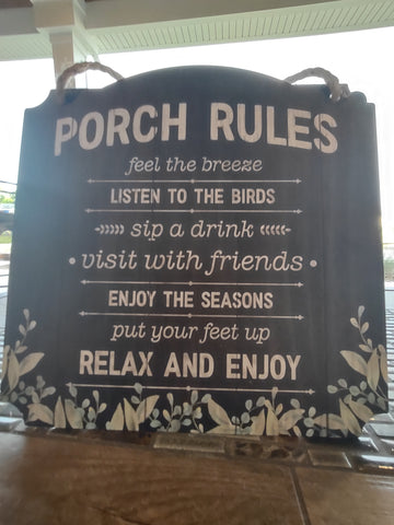 Porch Rules Metal Wall Sign