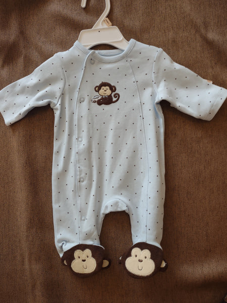 Little Monkey Footie with quick change snaps and monkey feet - Little Me