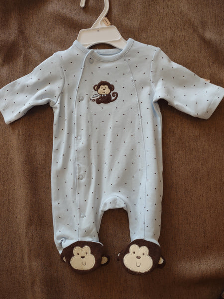 Little Monkey Footie with quick change snaps and monkey feet - Little Me