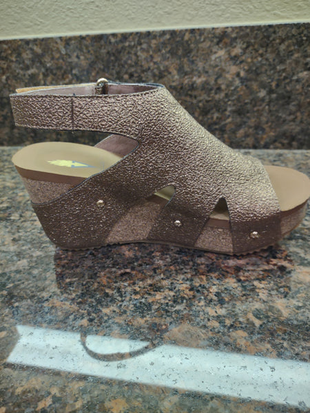 Copper Wedge Sandals with Self Fasteners | Volatile Spindle