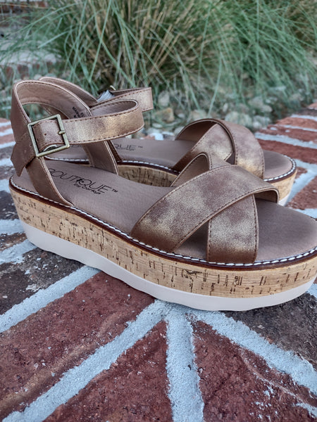 Brown Cork Wedge Sandal | Boutique By Corky’s Fluffie
