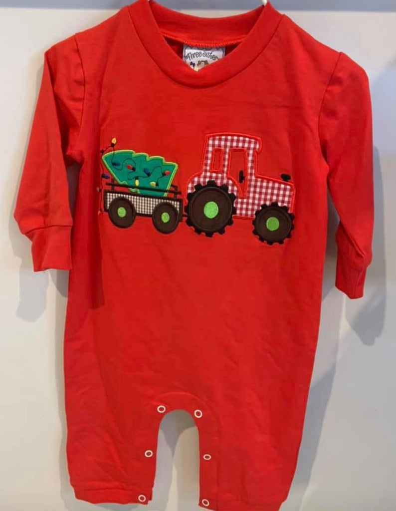 Tractor & Christmas Tree Onsie | Three Sisters