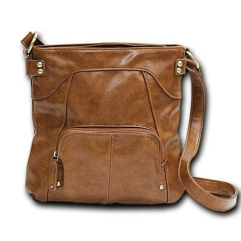 Distressed Vegan Leather Crossbody with Front Pocket / Credit card slots,Top zipper closure / Back zipper pocket / Front zipper pocket/ Adjustable strap,9″ x 3″ x 10.5″