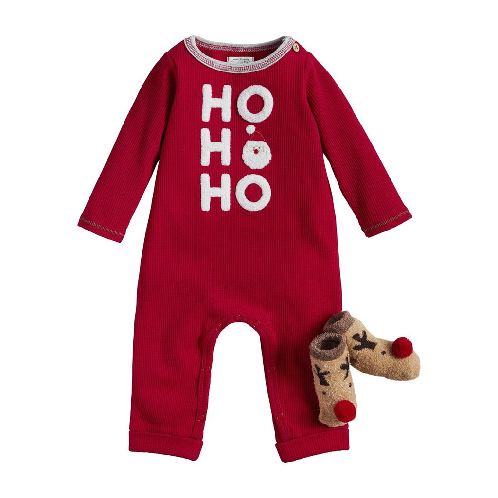 Ho Ho Ho One Piece and Reindeer Booties | Mud Pie