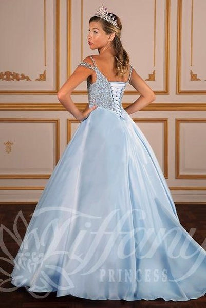 Pink Off Shoulder Princess Ballgown with White Pearl Details - Size 8 Last one!