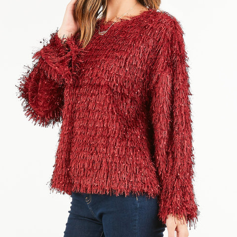 Bell Sleeve Fringe Pullover | Very J Last One