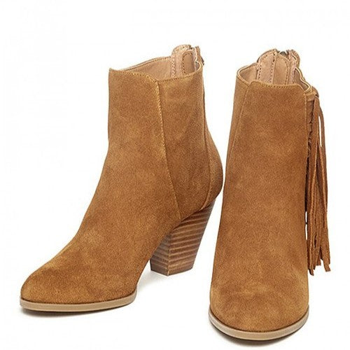 Suede Fringe Tie Boot | Yellow Box Bikendi - Size 10