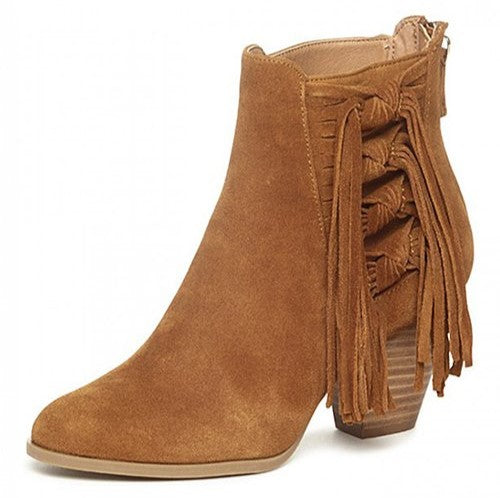 Suede Fringe Tie Boot | Yellow Box Bikendi - Size 10