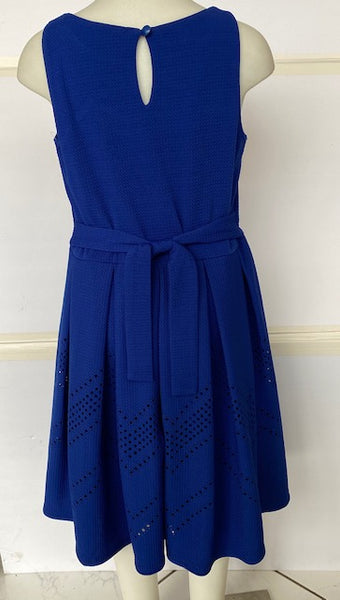 Sleeveless Box Pleat Laser Cut Dress | Bonnie Jean