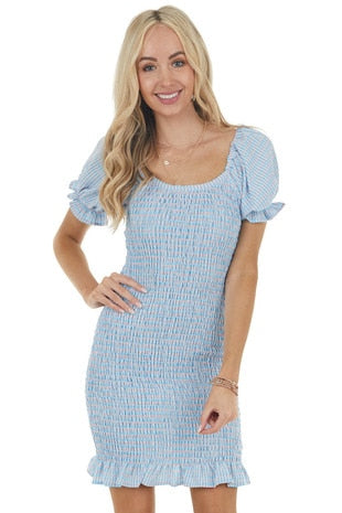 Smocked Dress Pink & Blue