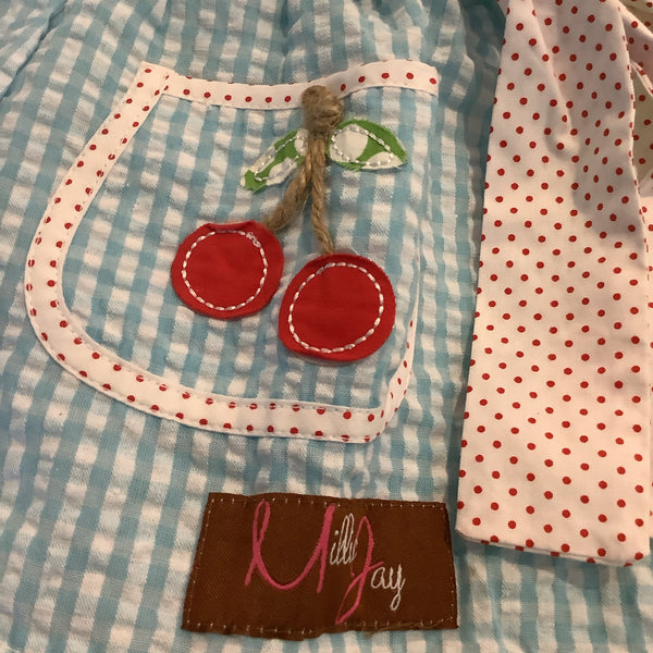 Seersucker Cherry Applique Bloomer Set | Millie Jay