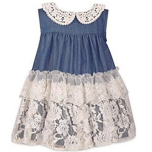 Bonnie Jean Denim with Lace Dress Bonnie Jean Denim with Lace Dress