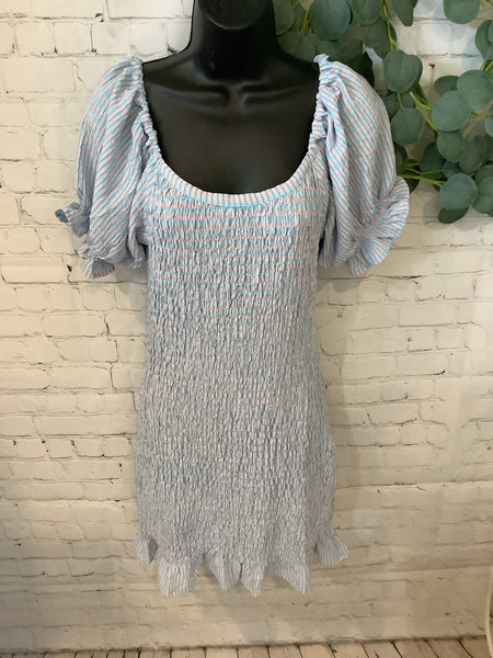 Smocked Dress Pink & Blue