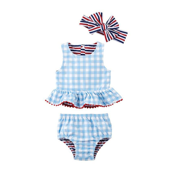 Reversible Red White and Blue Tankini Set and Headband | Mud Pie