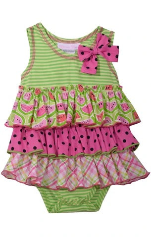 Newborn Ruffled Watermelon One Piece Crawler | Bonnie Baby