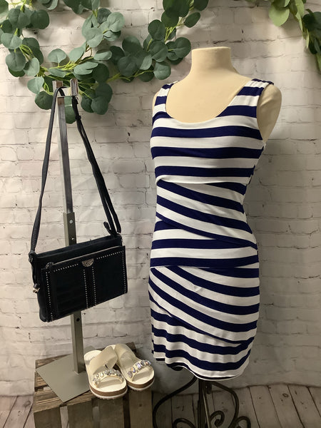 Navy & White Striped Bandage Dress | Neesha