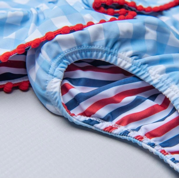 Reversible Red White and Blue Tankini Set and Headband | Mud Pie