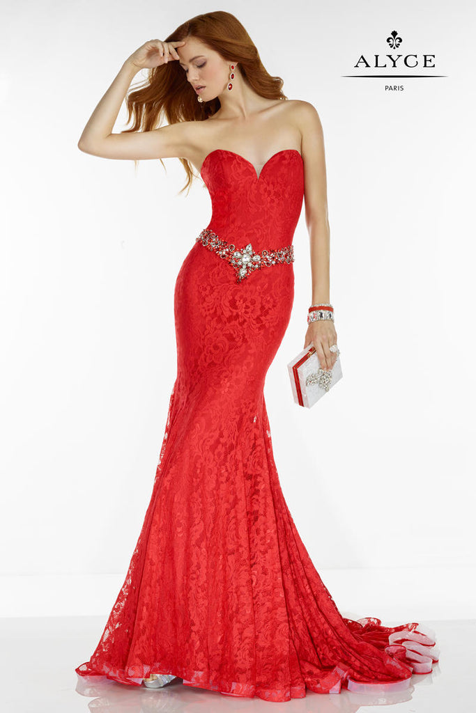 Red lace gown