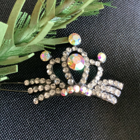 Teal or Clear Crowns Hair Clip