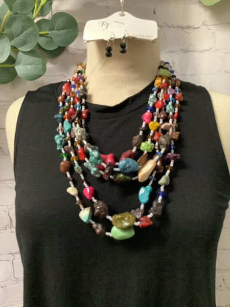 Multi colored stone necklace