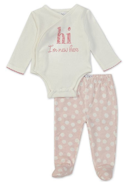 Hi, I’m New Here 2pcFooted Mud Pie Set, infant, newborn