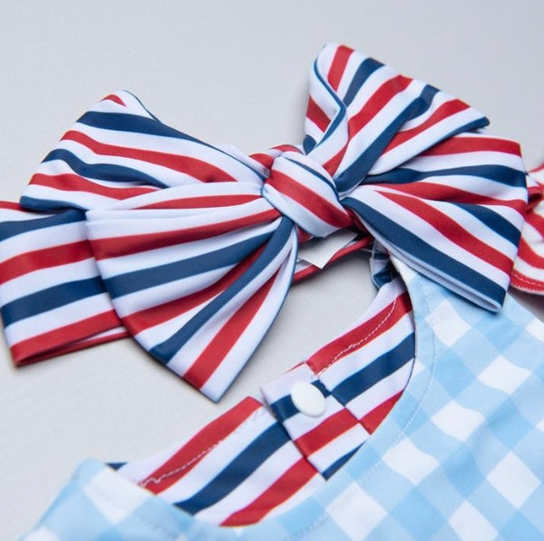 Reversible Red White and Blue Tankini Set and Headband | Mud Pie