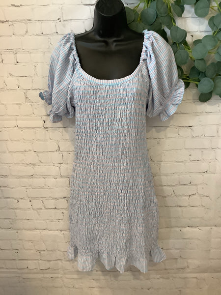 Smocked Dress Pink & Blue