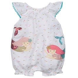 mud pie mermaid dress Mud Pie Girl's White Angel Sleeve Dress w/Pink Trim & Mermaid Appliqu 12-18M