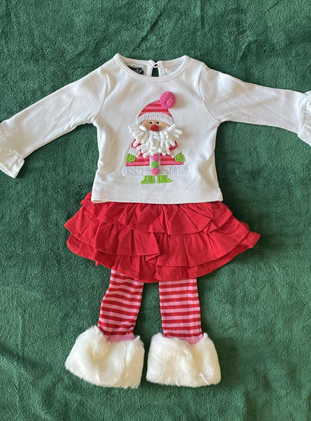 Mud Pie Santa Baby tunic and Skirt with attached leggings 
