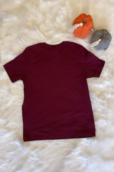 Simply "Blessed" Wreath Graphic Tee in Burgundy