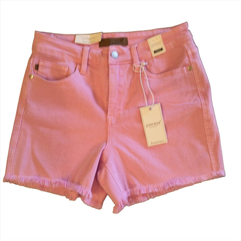 Pink frayed hem denim shorts by Judy Blue