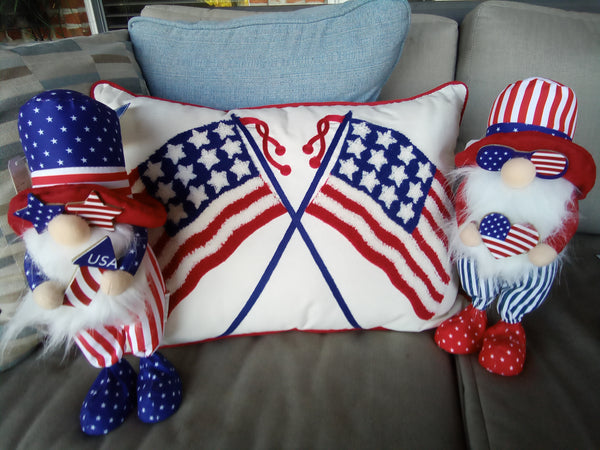 Chenille Patriotic American Flag Pillow