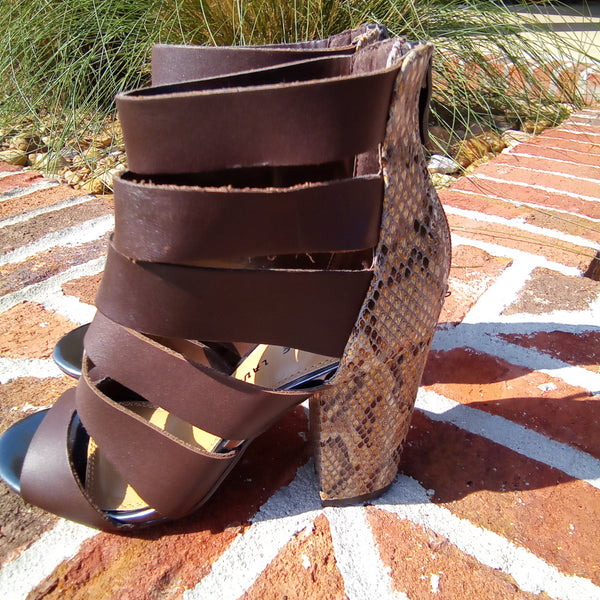 Multi Strap Brown Heeled Sandal | Chinese Laundry