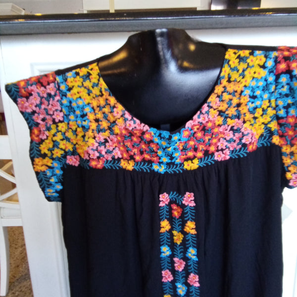 Floral Embroidered Black Tunic Dress - Plus Size / Savanna Jane