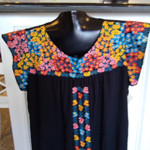 Floral Embroidered Black Tunic Dress - Plus Size / Savanna Jane