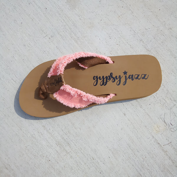 Bright Coral Frayed Flip Flops | Gypsy Jazz Encore