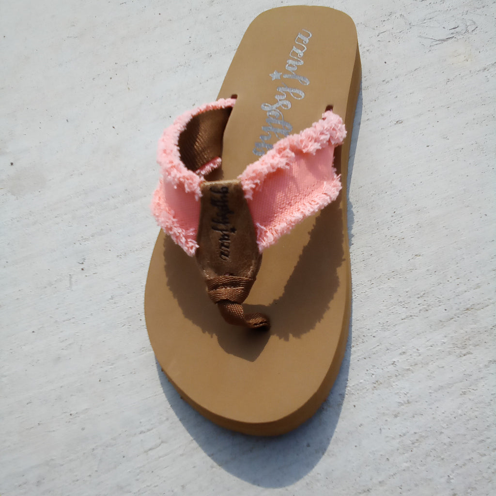 Bright Coral Frayed Flip Flops Gypsy Jazz Encore