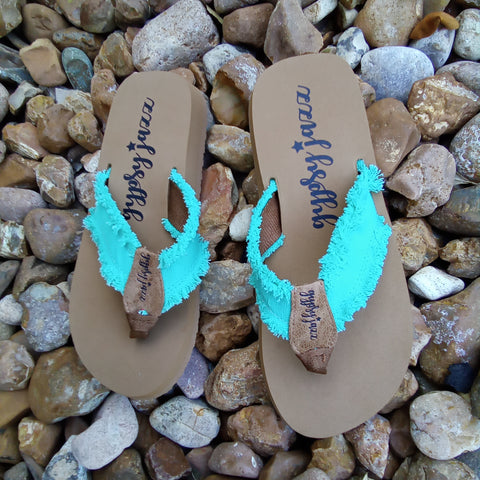 Bright Mint Frayed Flip Flops | Gypsy Jazz Encore