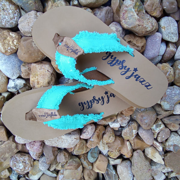 Bright Mint Frayed Flip Flops | Gypsy Jazz Encore