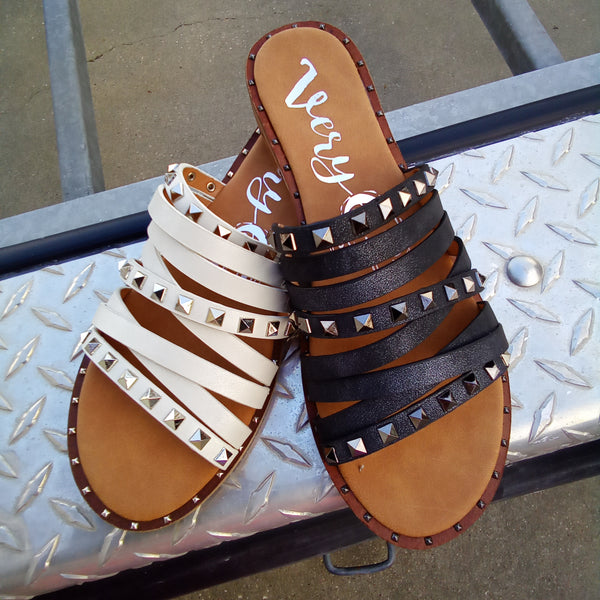 Strappy Studded Sandals | Very G Studs 2 - Charcoal