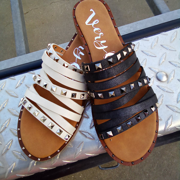 Strappy Studded Sandals | Very G Studs 2 - Charcoal